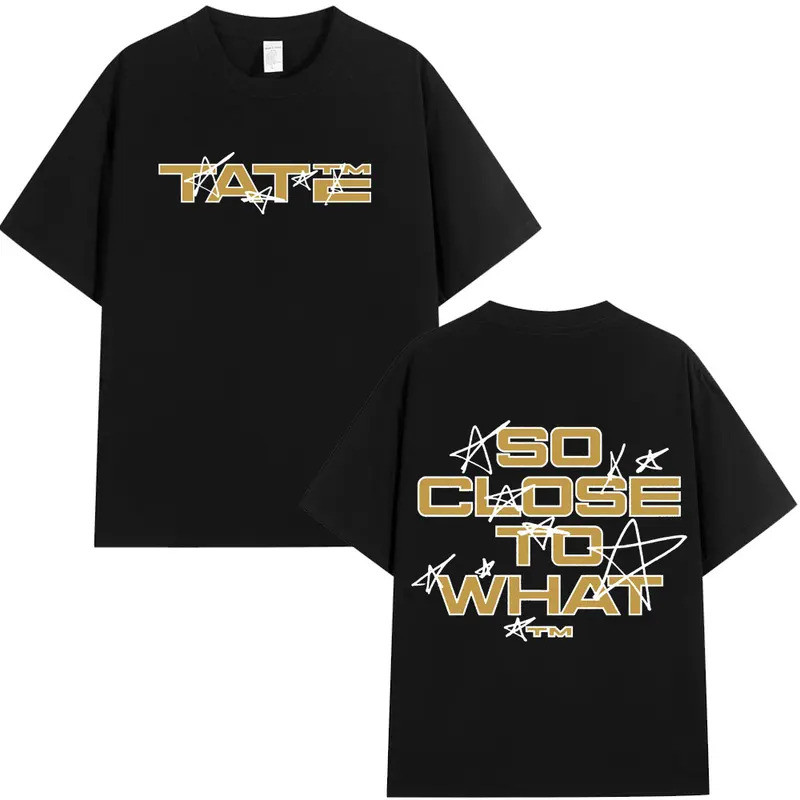 แฟชั่นพิมพ์ Tate McRae Begitu ใกล้กับ What 2025 อัลบั้ม Merch เสื้อยืดผู้ชายผู้หญิงลําลองแขนสั้นเสื้