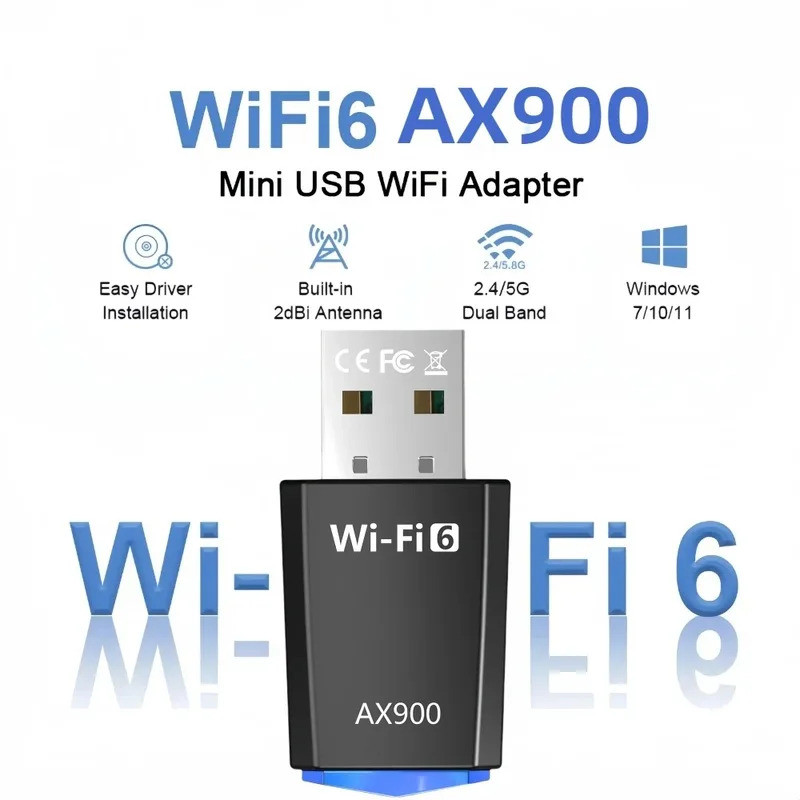 AX900 WiFi 6 อะแดปเตอร์ USB WiFi 2.4G/5GHz 900Mbps ไร้สาย Ethernet WiFi การ์ดเครือข่ายไดรฟ์ฟรี USB D