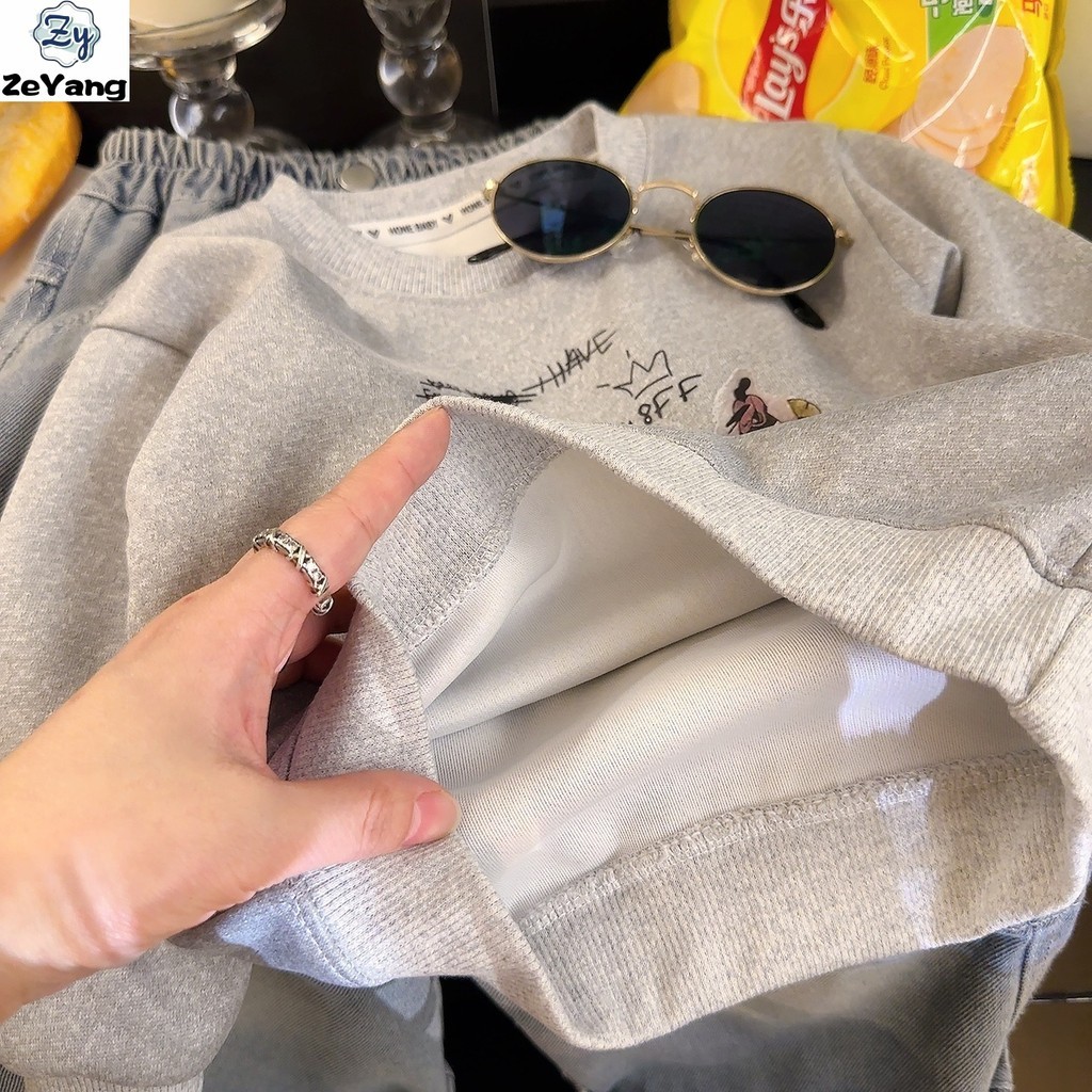 เสื้อสเวตเตอร์ผ้าฝ้ายสำหรับเด็ก แขนยาว สไตล์การ์ตูน ใส่ได้ทุกวัน - รูปที่ 2