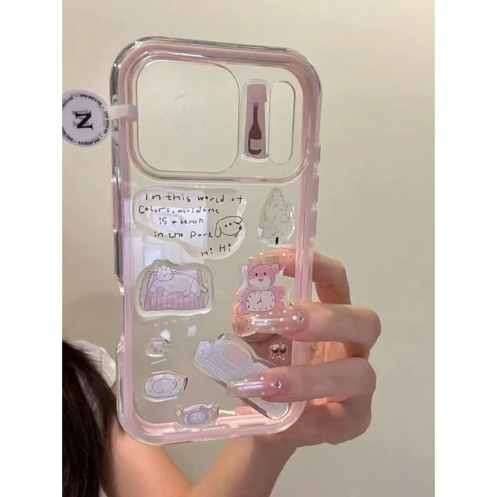 น่ารักผ่านสีดัชชุนห้องโดยสารสุนัข ทําเอง สติกเกอร์เคสโทรศัพท์มือถือสําหรับ ไอโฟน17 16 15 14 13 12 11 มือโปร สูงสุด กันกระแทกป้องกันกล้องป้องกันการตกนิ่มปกหลัง