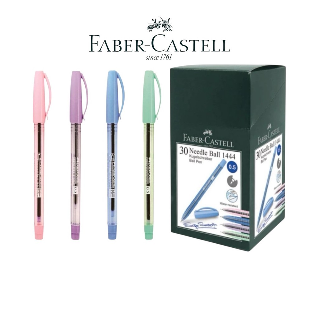 ถูกสุด ปากกาลูกลื่น Faber Castell รุ่น 1444 และ 1423 ด้ามพาสเทล หมึกน้ำเงิน ขนาดหัว 0.5 MM