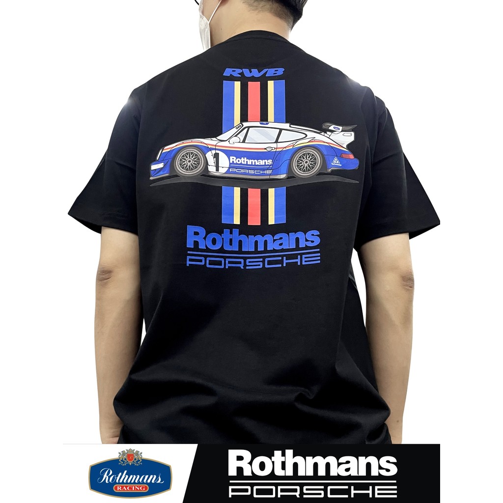 Attitude ผ้าฝ้ายแท้รอบคอ RWB เสื้อยืดแขนสั้น Rothmans Rothmans เคลือบ Garland เสื้อยืด