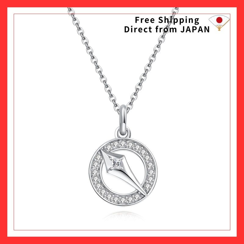 FANCIME S925 Silver Compass Couple Necklace with Cubic Zirconia Matching Jewelry
