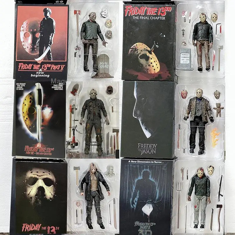 NECA Friday 13th รูปของเล่น Freddy Jason Voorhees เลือด Ultimate Action Figure Jason สะสมสําหรับของข