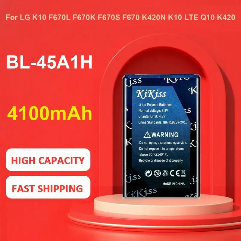 KiKiss แบตเตอรี่สําหรับ LG K10 F670L F670K F670S F670 K420N K10 LTE Q10 K420,BL-45A1H,4100mAh