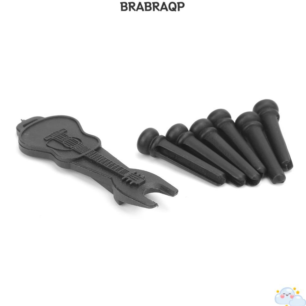 BRABRAA 6PCS Ebony Bridge Pins, Ebony Slotted Design Guitar Bridge Pins, Premium Ebony Color Abalone
