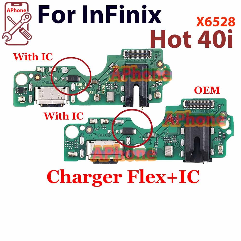 สําหรับ Infinix Hot 40i X6528 X6528B บอร์ดชาร์จ USB เมนบอร์ด Flex Cable