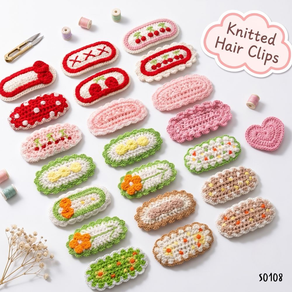 S0108 กิ๊บถักไหมพรม กิ๊บติดผมน่ารักๆ สไตล์เกาหลี แมทช์ง่ายทุกลุค DIY วินเทจ ผู้ดี แต่งทรงผม กิ๊ป
