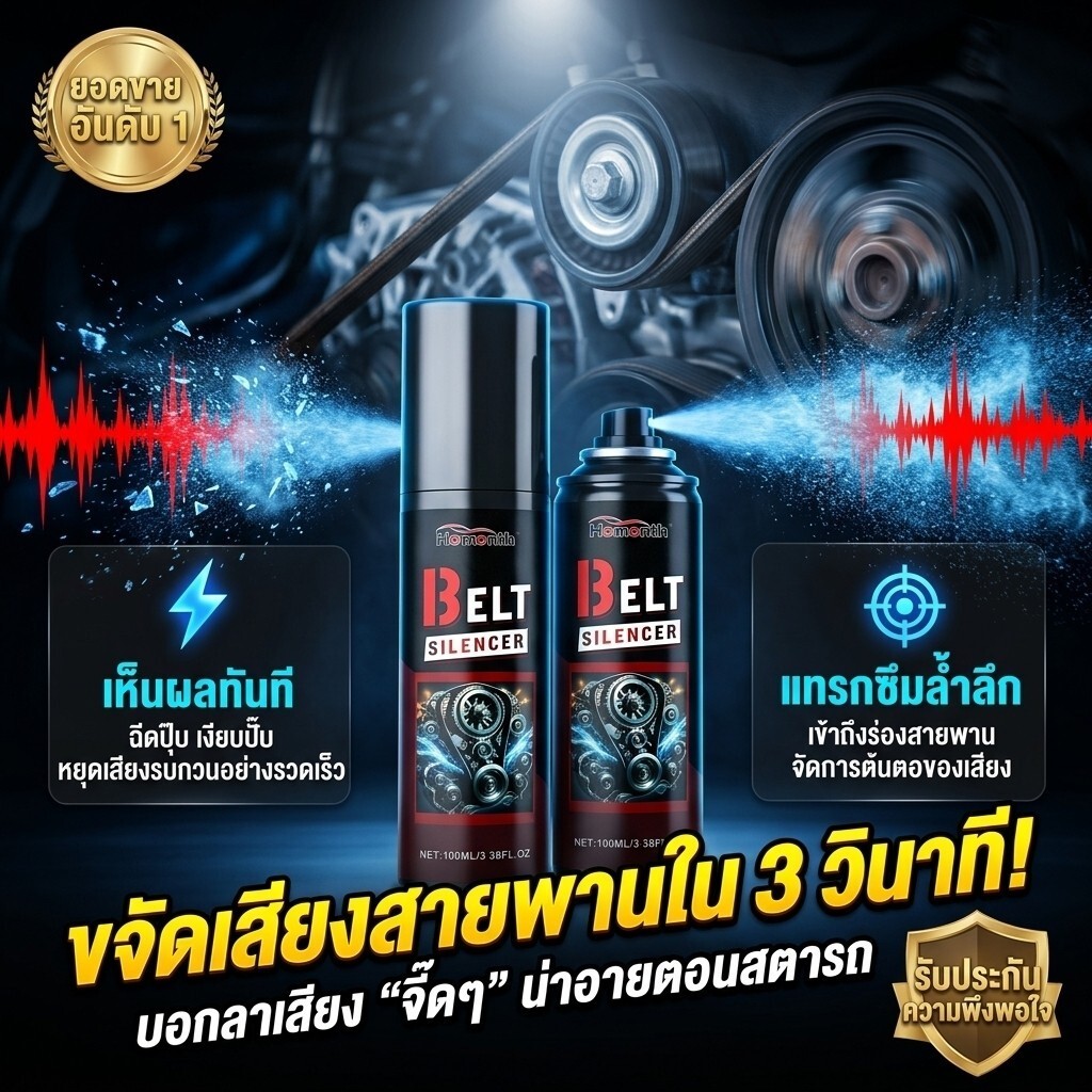 ⭐ขจัดเสียงรบกวนได้ทันที⭐สเปรย์ปิดเสียงสายพาน ลดเสียงดังทันที ยืดอายุสายพาน เพิ่มความหล่อลื่น ตกแต่งและบำรุงรักษาสายพาน