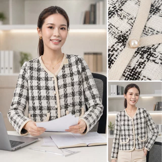 เสื้อคลุมทวิตแขนยาว มีไซส์ S-7XL ดีเทลแต่งกระดุมมุข เก๋ๆ ชิคๆ แนวสไตล์เกาหลี แฟชั่นฤดูหนาว ทรงสวยหรูหรามาก