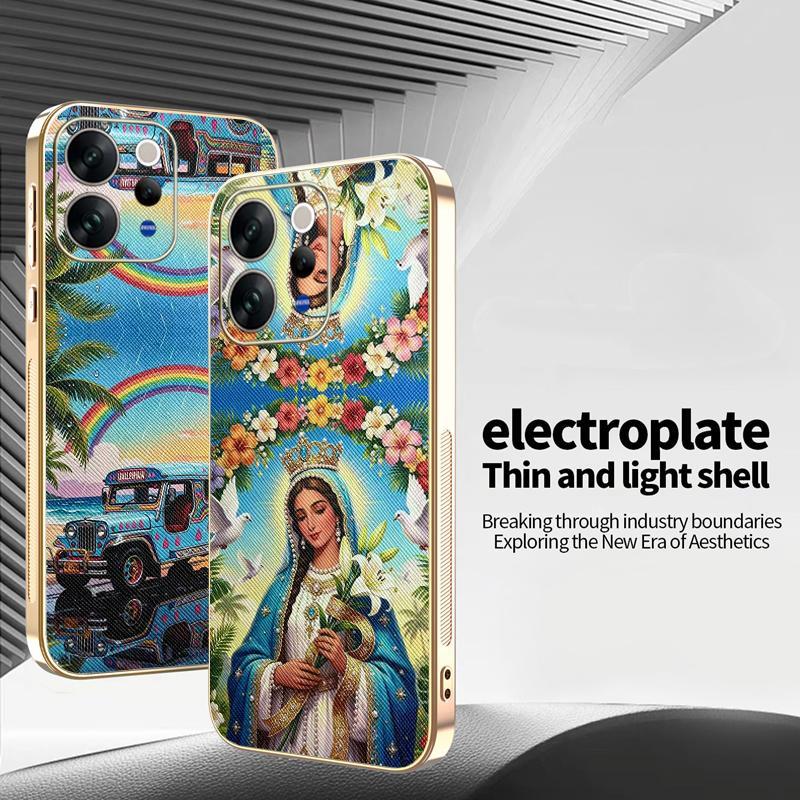 สําหรับ Vivo V70 Elite V60 V60Lite V50 V50Lite V40Lite Peace Dove ดอกไม้การพิมพ์ชุดหนัง Electroplate