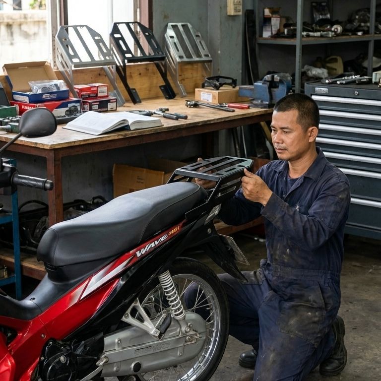 แร็คหลัง Wave110i 2009-2020  ตะแกรงท้ายรถมอเตอร์ไซค์ ของแต่ง Wave110i อะไหล่มอเตอร์ไซค์ งานเหล็กแข็ง