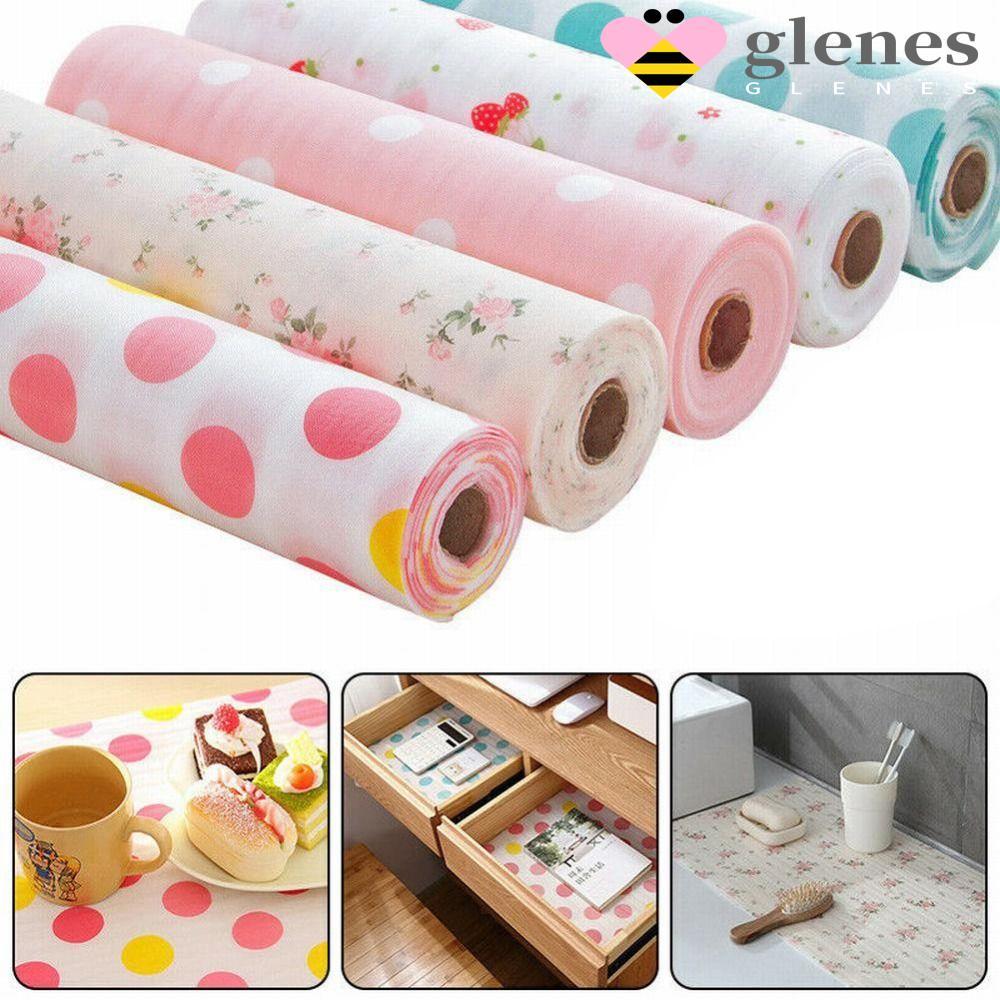 Glenes แผ่นเสื่อรองลิ้นชัก กันลื่น กันน้ํา กันเชื้อรา ใช้ซ้ําได้ 3 เมตร สําหรับตกแต่งตู้เสื้อผ้า