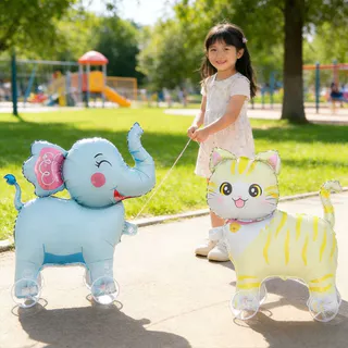 บอลลูนเดินล้อ ลูกโป่งการ์ตูนสามมิติขนาดใหญ่ การ์ตูนสัตว์ ฟิล์มอลูมิเนียมทนทาน สำหรับเด็กใหม่เด็กเล็ก W0001