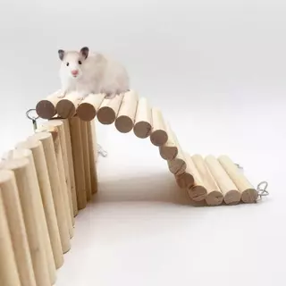 [hamstertravel]บันไดปีนป่ายสำหรับแฮมสเตอร์, ของเล่นตกแต่งรั้ว, สะพานไม้โค้ง, อุปกรณ์สำหรับแฮมสเตอร์