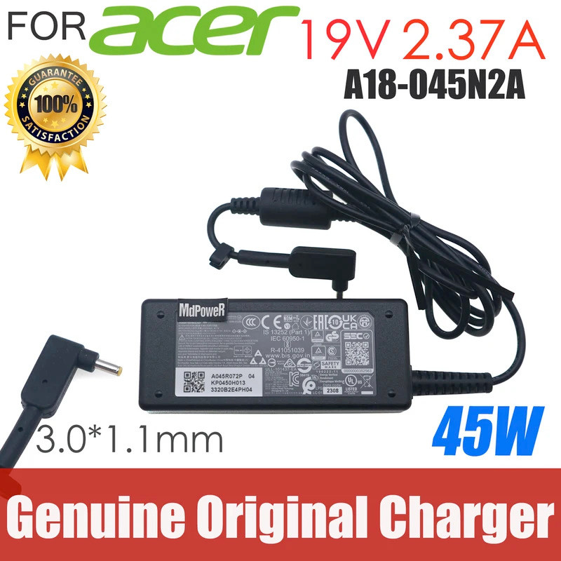 ของแท้ Chicony A18-045N2A A045R072P 19V 2.37A 45W 3.0x1.0 มม.แล็ปท็อปอะแดปเตอร์ AC สําหรับ Acer Powe