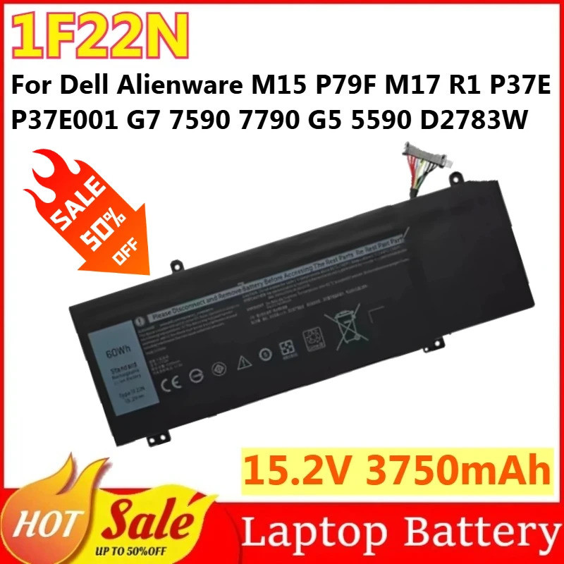 1F22N 15.2V 3750mAh แบตเตอรี่แล็ปท็อปสําหรับ Dell Alienware M15 P79F M17 R1 P37E P37E001 G7 7590 779