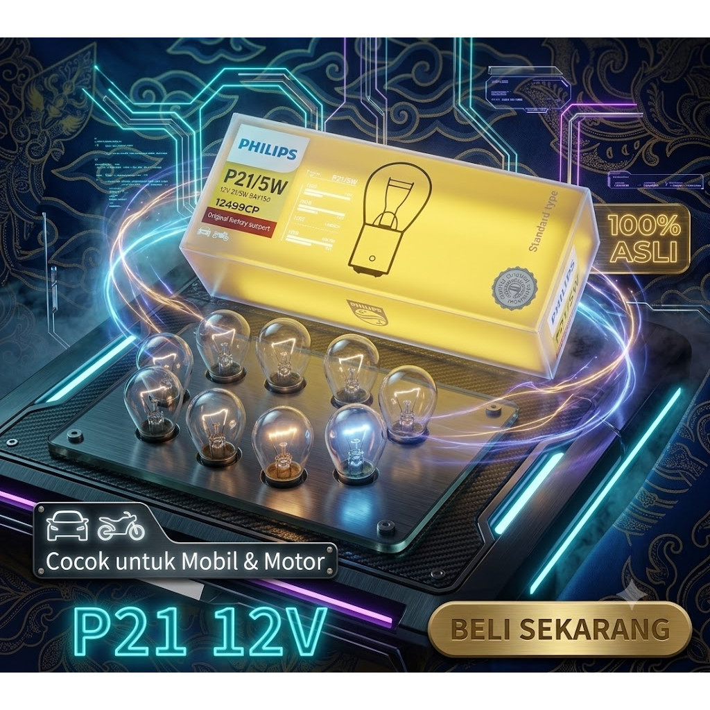 PHILIPS P21 STOP LAMP P21/5W 12V / BAY15d ORIGINAL 2-LEG REVERSE STOP LAMP - 1 ชิ้น