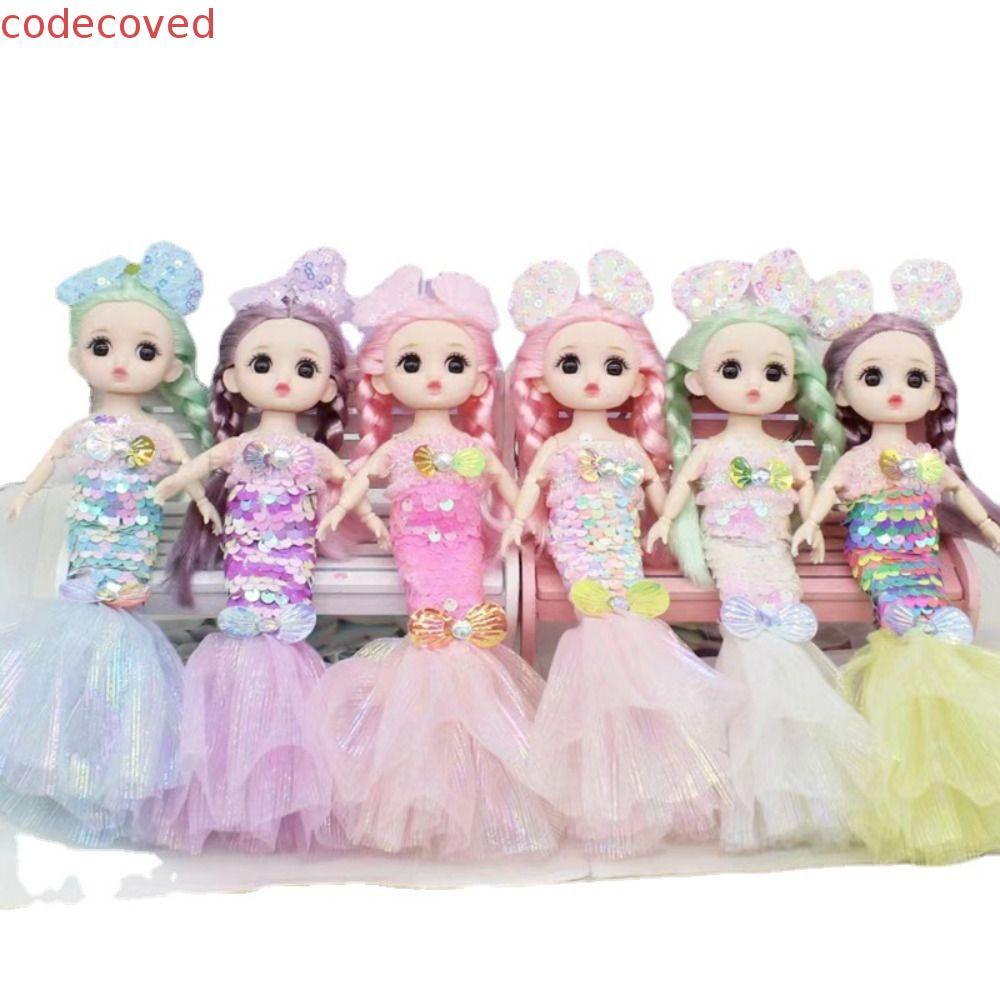 CODECOVED Bjd ตุ๊กตานางเงือกของเล่น, BJD Mermaid Joint Movable Bjd Princess Mermaid Doll, Kawaii พร้