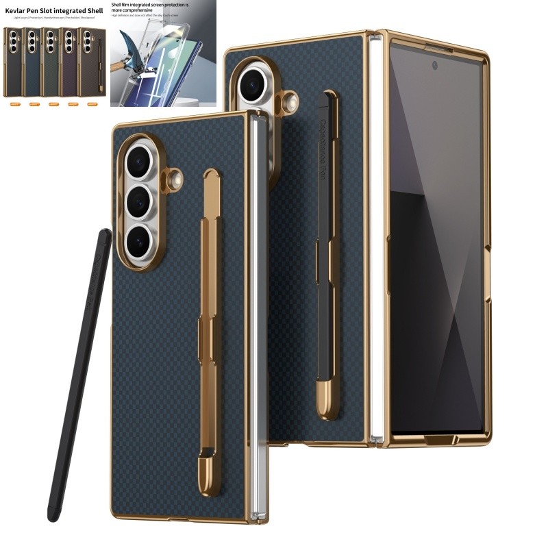 Checkerboard Electroplated Plain Case พร้อมปากกา S สําหรับ Samsung Galaxy Z 8 Ultra Z พับ 7 Z พับ 6 