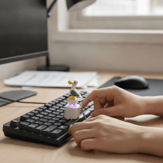 LUXELUNGE พวงกุญแจ 3D ของเล่น คลายเครียด Seagull เสียงนกนางนวล Fidget Clicker คลายเครียด ตลก ADHD ของขวัญ