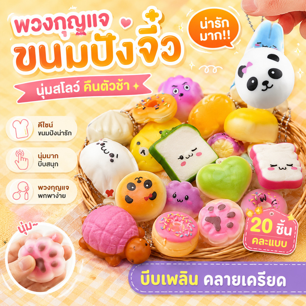 Becoli Squishes ของเล่น,ของเล่นขนมปังกล้วยนุ่ม, ของขวัญวันเกิด Kawaii พวงกุญแจน่ารักมินิขนาดบีบเค้กของเล่นเด็ก