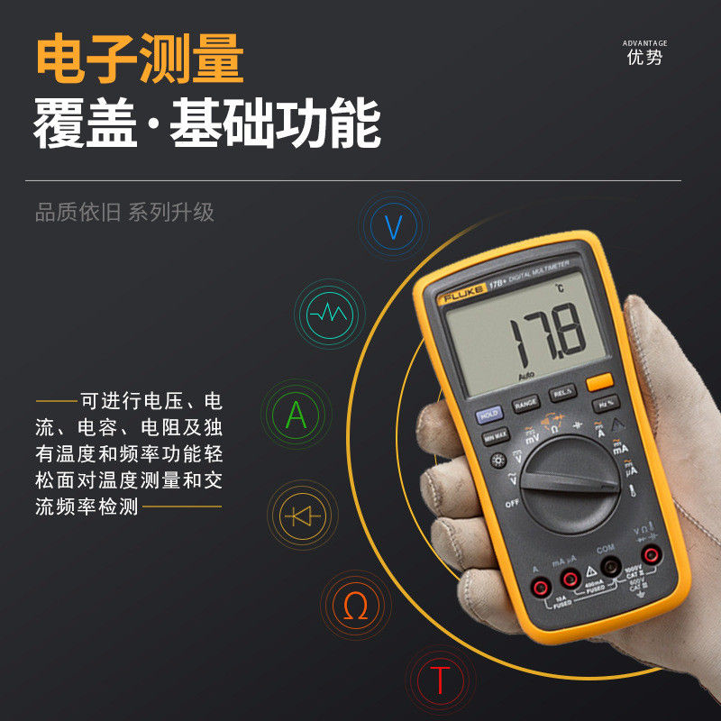 ความแม่นยําสูง 101 มัลติมิเตอร์แบบดิจิตอล fluke 18b+17b+fluke Multimeter 12ef15b+