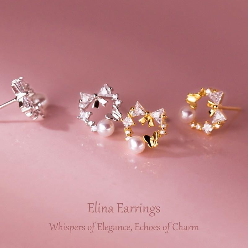 Elina Earrings ต่างหูเงินแท้ S925 [MERCELO]