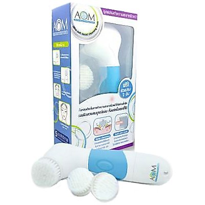 Aom brush ชุด แปรงล้างหน้า ช่วยทำความสะอาดผิวหน้า แถมฟรี หัวแปรง 2 ชิ้น