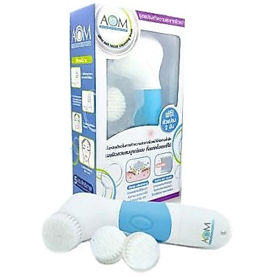 Aom brush ชุด แปรงล้างหน้า ช่วยทำความสะอาดผิวหน้า แถมฟรี หัวแปรง 2 ชิ้น