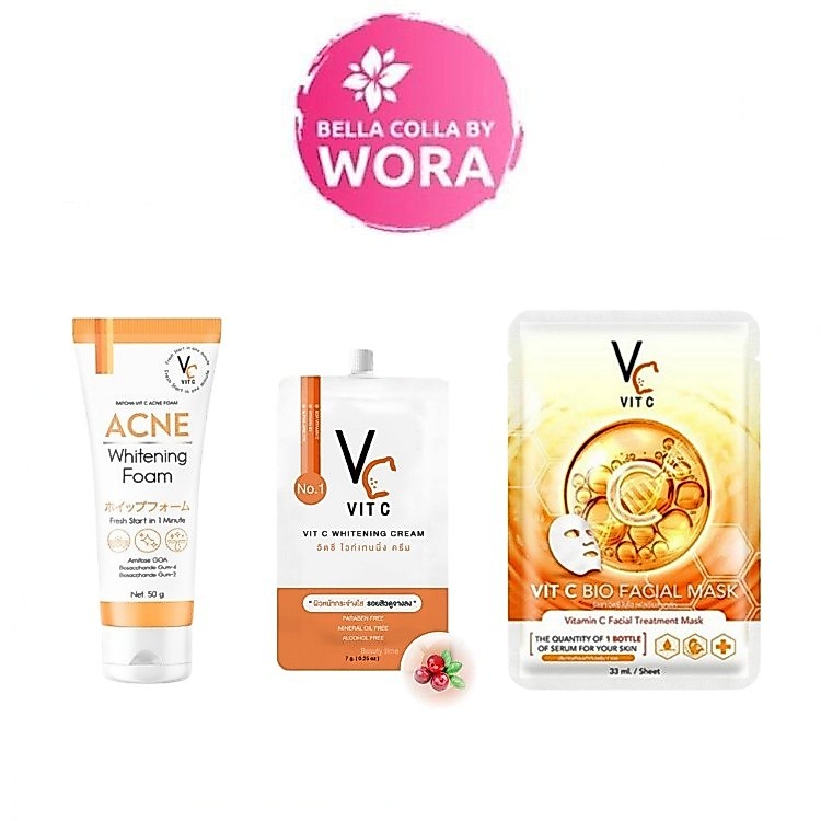 VC Vit C Whitening Cream [7 g.] / VC Vit C Acne Foam [50 g.] / Mask [33 ml.]