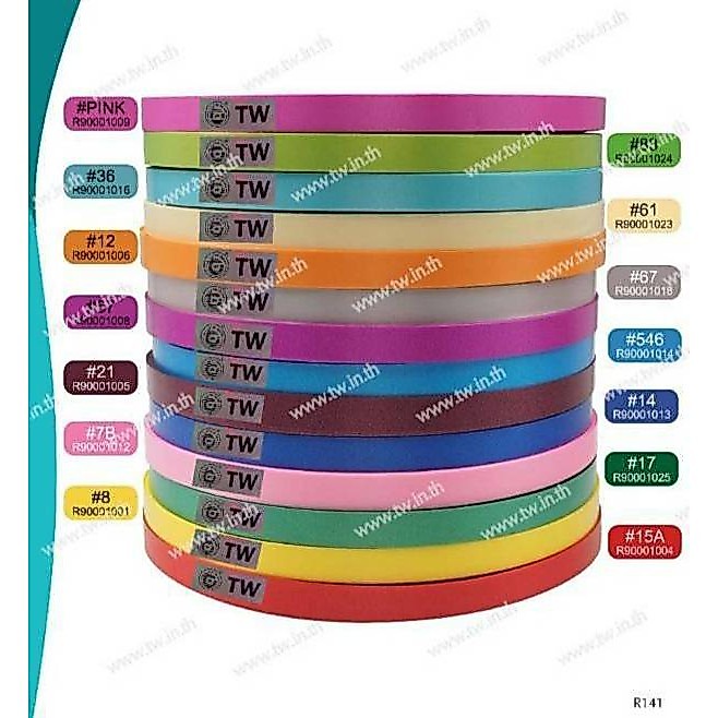 ริบบิ้นเนื้อทราย ตราTW  No.2 ม้วนใหญ่ 12mm 300yds.