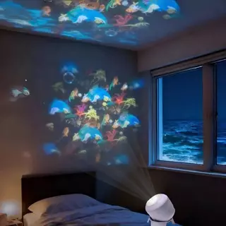 [DreamNest] 360 หมุน LED Ocean Projector Night Light USB ชาร์จโคมไฟแบบไดนามิกพร้อมเอฟเฟกต์สีสําหรับห้องนอนผ่อนคลาย (th)