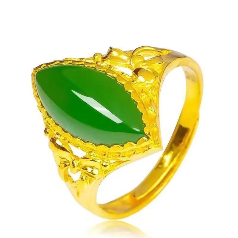 ทรายทอง Peridot แหวนผู้หญิง Horse Eye Emerald Live Mouth Ring z6.2
