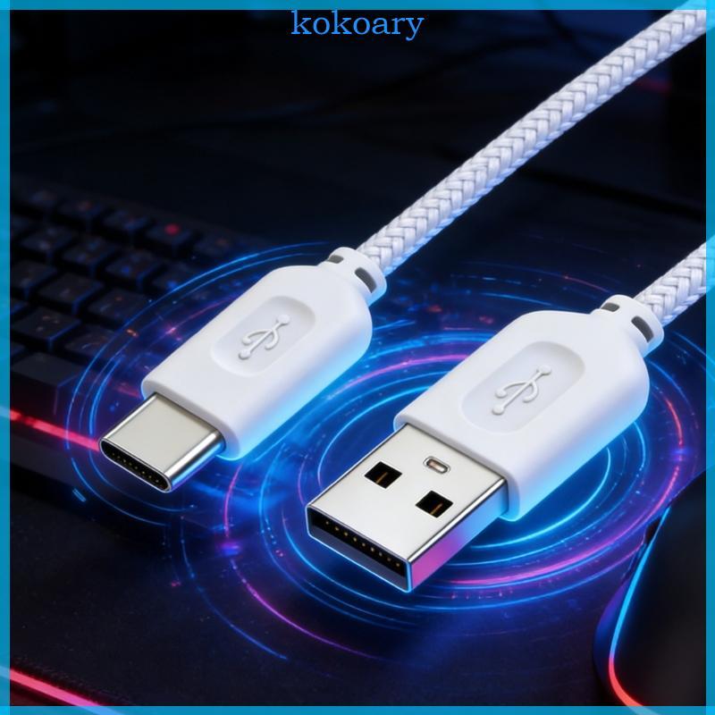 KOK 2M สายชาร์จสําหรับเล่นเกมแบบถักพร้อมการชาร์จอย่างรวดเร็วสําหรับ AW720M AW620M