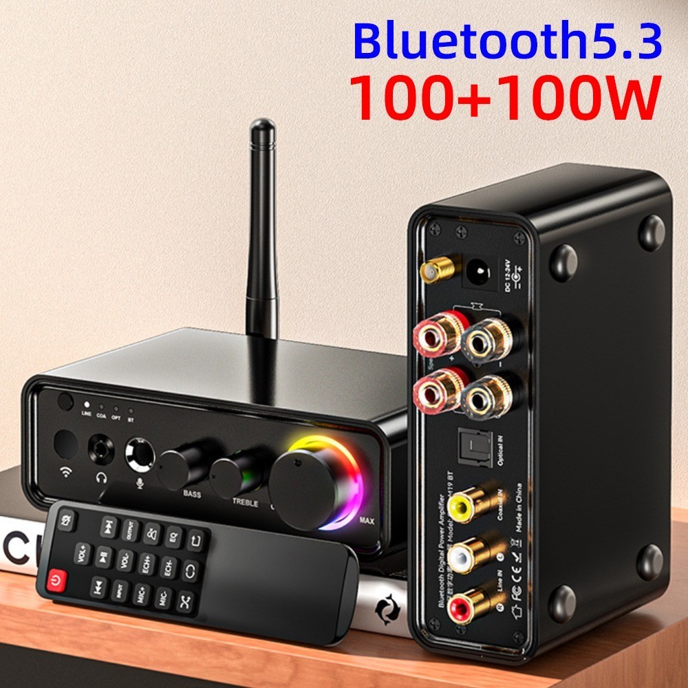 [New]บลูทูธ 5.3 Mini TPA3116D2 Class D Power Amplifier 2.0 เครื่องขยายเสียง 100Wx2 200W พร้อมไมโครโฟ