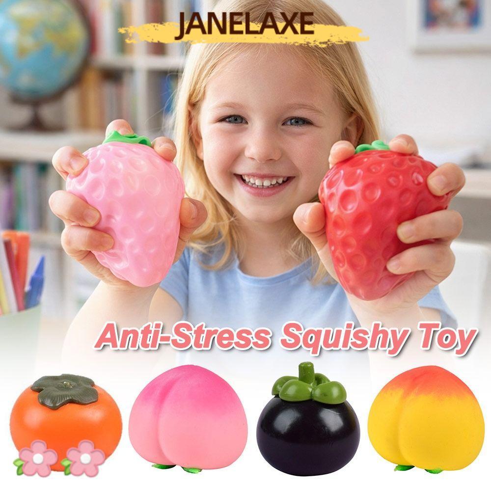 JANELAXE932JN ของเล่นสกุชชี่ป้องกันความเครียด​​, ปล่อยอารมณ์ รูปผลไม้ตลก​​ ของเล่นบีบยืดได้นุ่มทนทาน ​​ ​​ปลอดสารพิษ & ปลอดภัย​​ ลูกบอลประสาทสัมผัสบรรเทาความเครียด