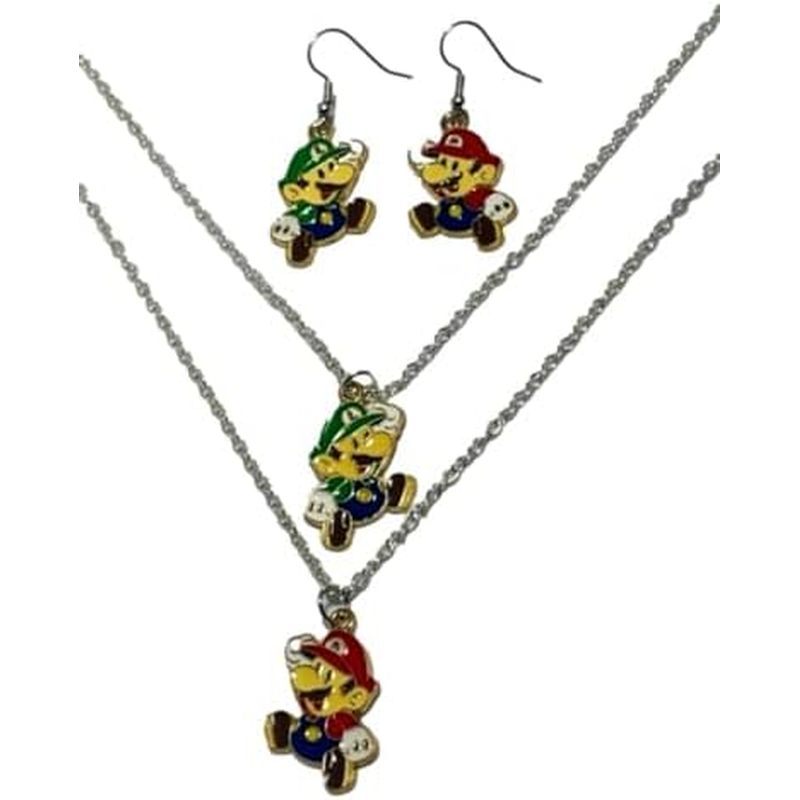 TCB Creations การ์ตูน Little Mario และ Luigi เกมตัวอักษรจี้สร้อยคอและต่างหู