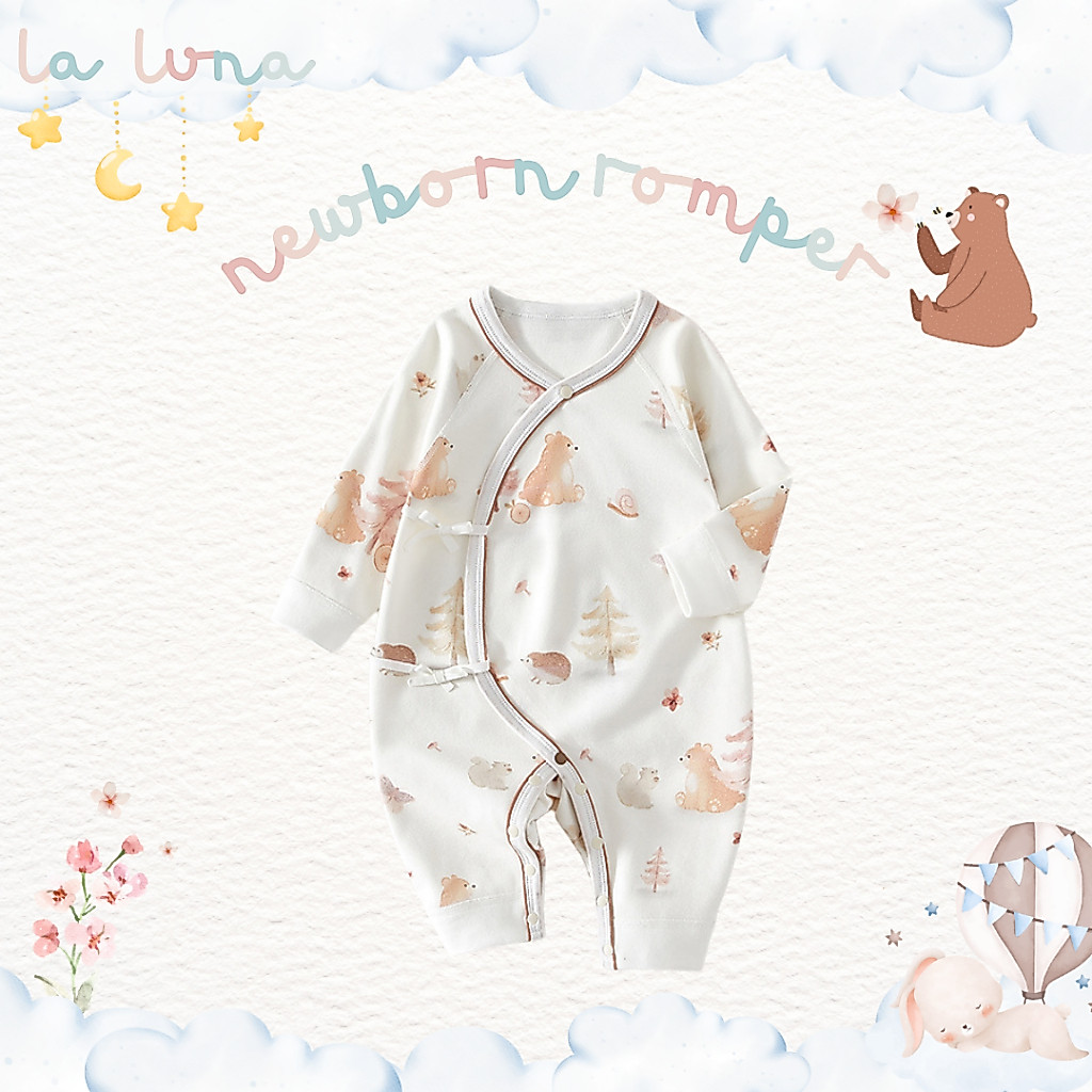 La Luna บอดี้สูทเด็กทารก รอมเปอร์ เด็กแรกเกิด 0-6 เดือน ผ้าฝ้ายเกรด A 100% (Baby Bodysuit/ Romper)