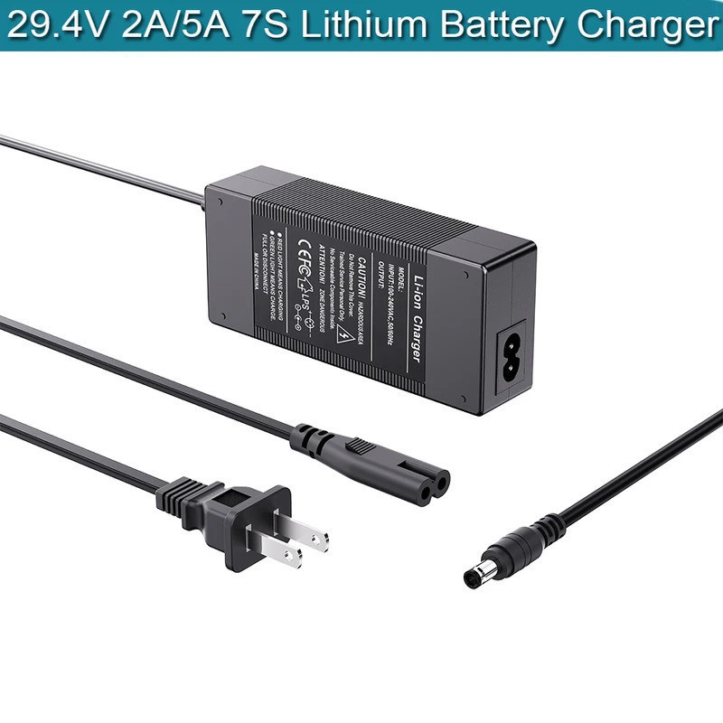 29.-V 2A AC/DC Adapter Charger สําหรับอินพุต 24V 100-240V AC-DC DC 5.5 x 2.5 มม. 7S แบตเตอรี่ลิเธียม