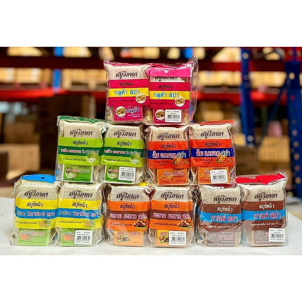 🧼 [ 6 ก้อน ] สบู่สปา วิภาดา 90กรัม. ส้ม | นมข้าว | กลูต้า | มะขาม | เมล่อน | กาแฟ