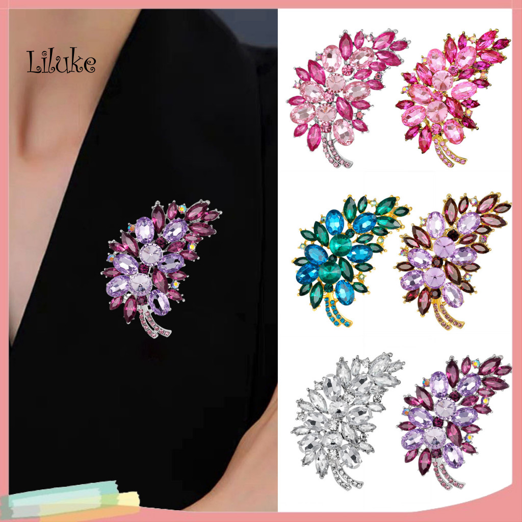 LK Cubic Zirconia ฝังเข็มกลัดผู้หญิง Elegants ดอกไม้น้ําหนักเบาเข็มกลัด Pin ประกาย Cubic Zirconia เห