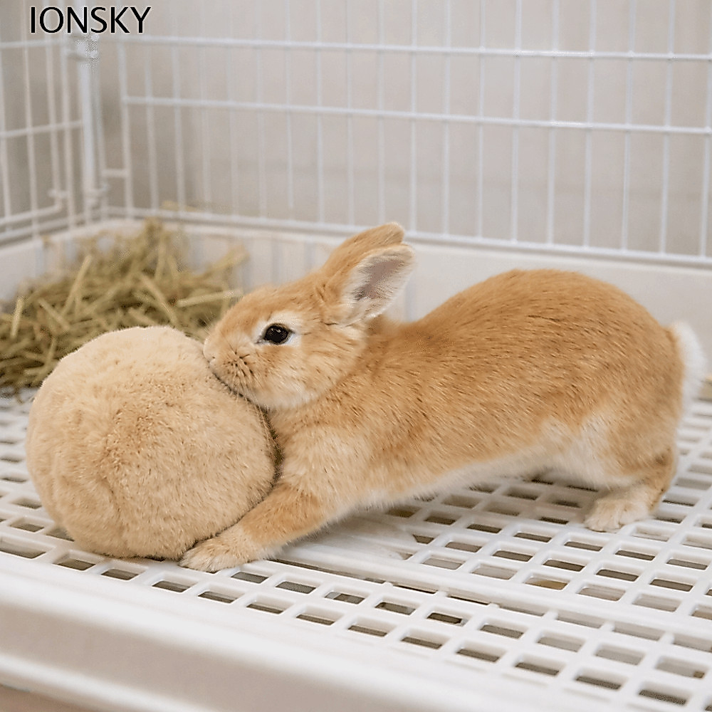 IONSKY Pet Chewable Ball, Plush จําลองกระต่ายก้นกระต่าย Soothing Ball, น่ารักนุ่มกัดทนสบายกระต่าย Venting Ball Interactive