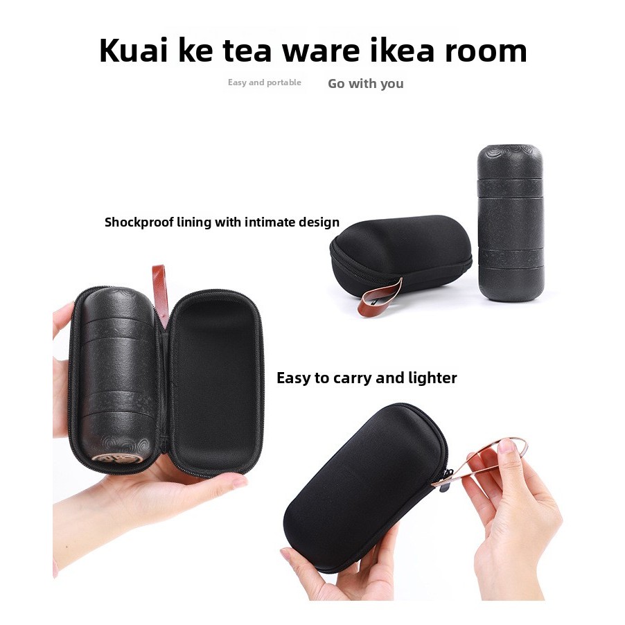 [meier] เครื่องปั้นดินเผาสีดําถ้วยศูนย์กลางหนึ่งหม้อสี่ถ้วยชุดน้ําชาเดินทางเหตุการณ์ส่งเสริมการขายวั