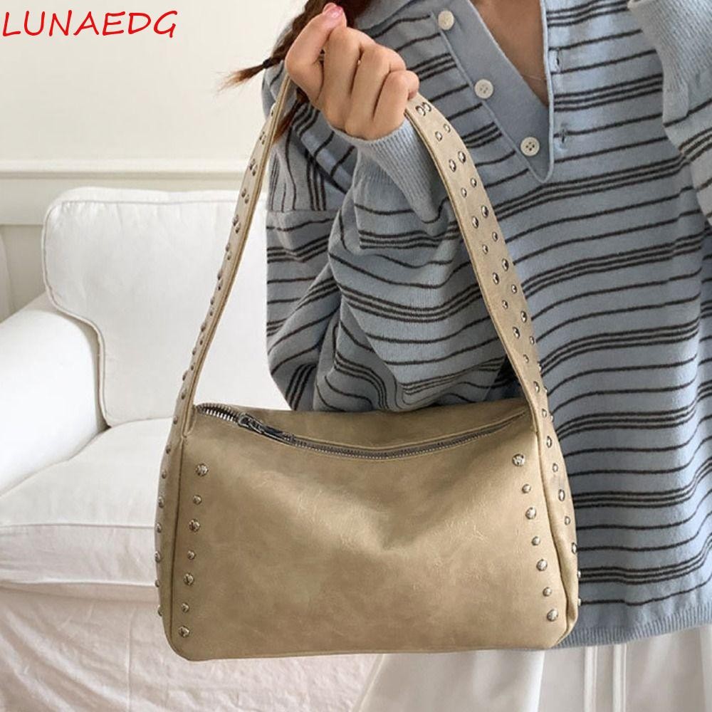 กระเป๋าถือ LUNAEDGE Retro Rivet ออกแบบตามแฟชั่นpunkและโมเดิร์น สำหรับฤดูใบไม้ร่วง
