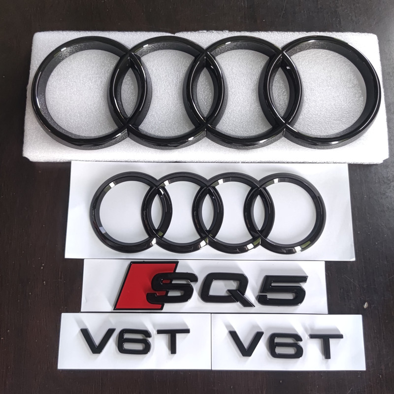 เหมาะสําหรับ Audi China สุทธิป้ายสี่แหวน SQ5 ป้ายรถ V6T ป้ายด้านข้างสีดําด้านหลังหางป้ายสติกเกอร์ดัด