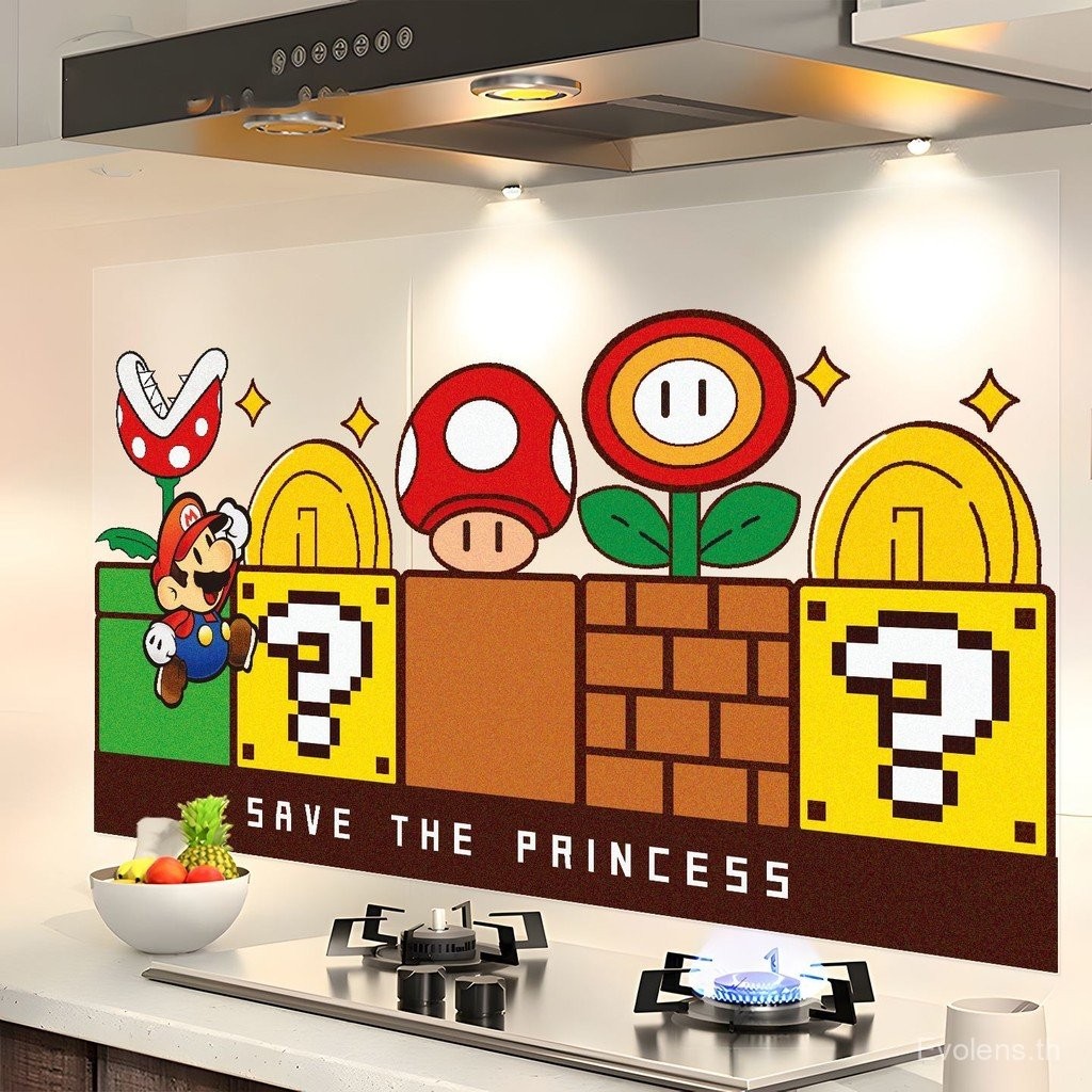 Super Mary Kitchen สติ๊กเกอร์ทนน้ํามัน Fire-Resistant Static สติ๊กเกอร์ช่วงเครื่องดูดควันเตาผนังกาวทนอุณหภูมิสูง