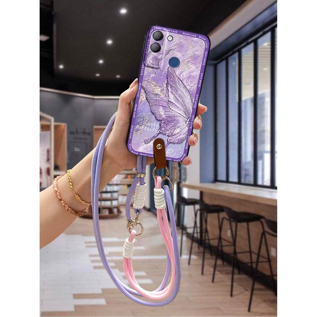 กันน้ําCrossbodyสําหรับTecno POP5 LTE/BD4 ป้องกันสกปรกการ์ตูนสร้อยคอGraffitiป้องกันฝุ่นเต็มห่อนุ่มกร