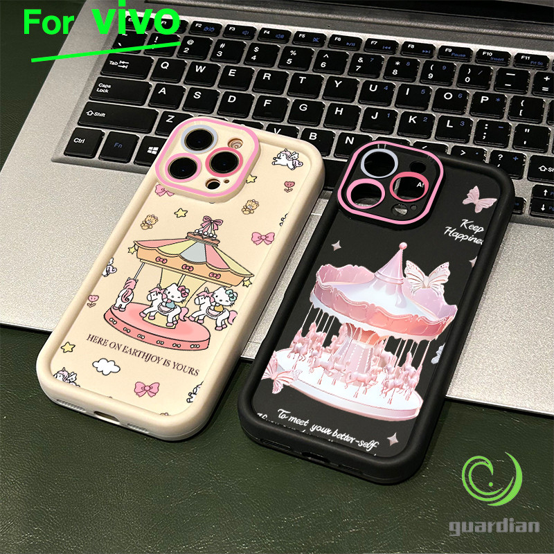 สำหรับ Vivo เคสโทรศัพท์วิโว่  ม้าหมุน Y200 Y20 Y20s กรอบเลนส์สีชมพู Y12s Y12A Y17 Y12 Y15 Y11 Y12i Y15A โทรศัพท์วิ