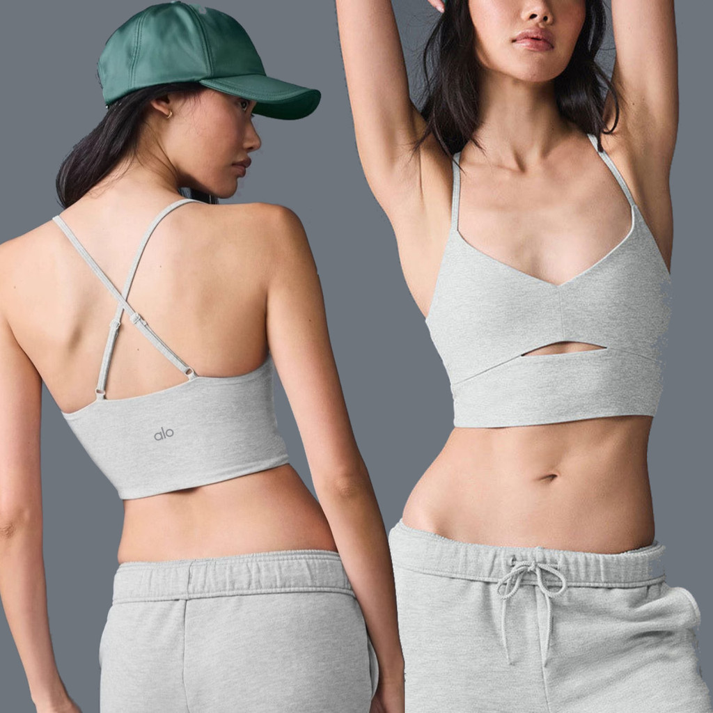 Alo yoga สไตล์เดียวกัน Cross-Border ยุโรปอเมริกันเซ็กซี่ Hollow ชุดชั้นในกีฬาสายรัดไหล่ปรับได้ Quick-Drying Pilates